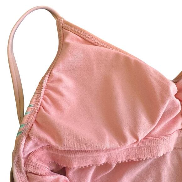 XHILARATION Peach Green Tropical Palm Tree Print One Piece Swimsuit Women's Sz M - Picture 9 of 13